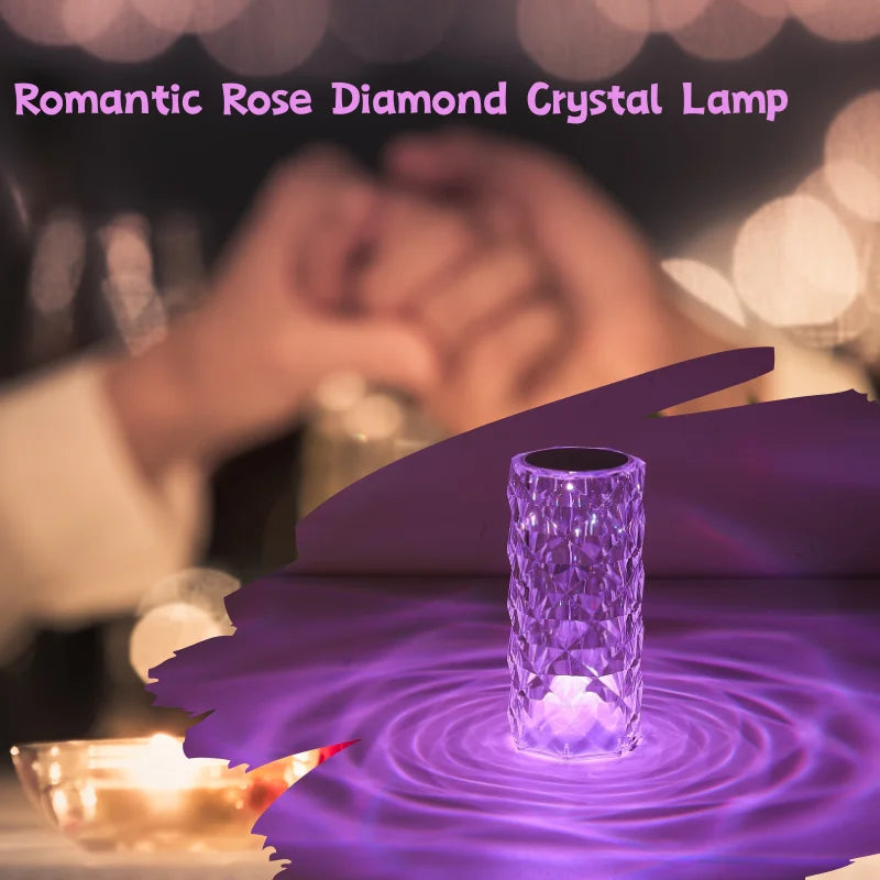 Aesthetic Bedside Diamond Rose Lamp
