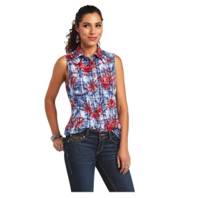 10040614 Ariat Women's Real Billie Jean Sleeveless Shirt - Tropical Plaid