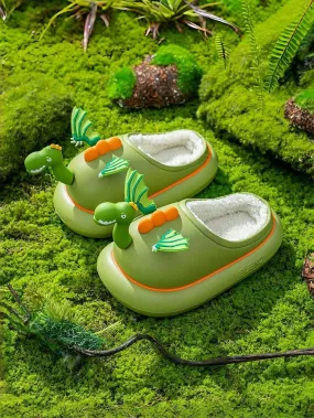 2024 New Dinosaur EVA Waterproof Cotton Baby Slippers For Boys & Girls, Winter Warm Anti-Slip Durable Winter Shoes