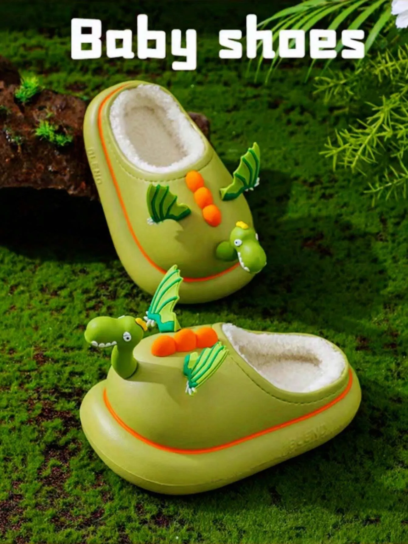 2024 New Dinosaur EVA Waterproof Cotton Baby Slippers For Boys & Girls, Winter Warm Anti-Slip Durable Winter Shoes