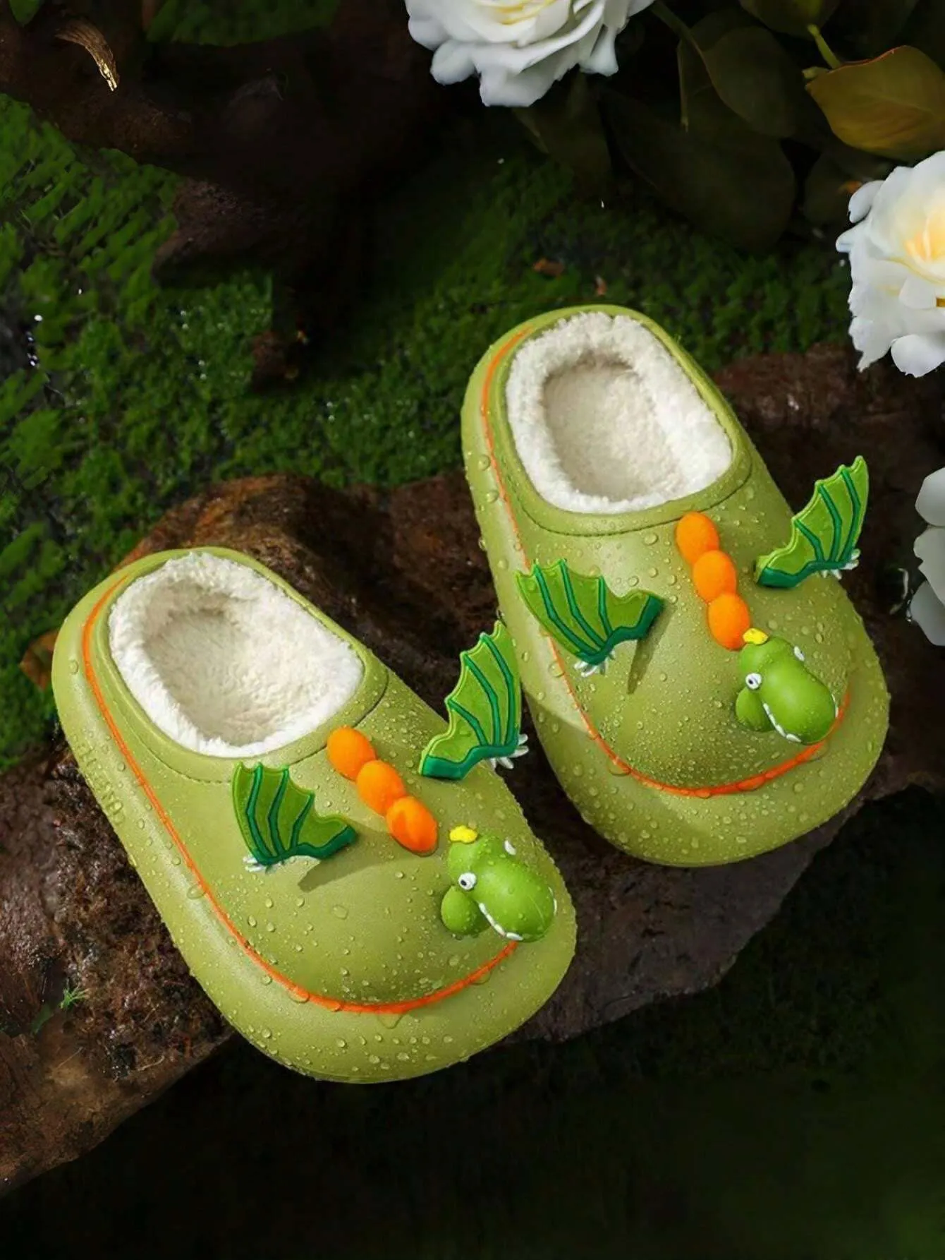 2024 New Dinosaur EVA Waterproof Cotton Baby Slippers For Boys & Girls, Winter Warm Anti-Slip Durable Winter Shoes