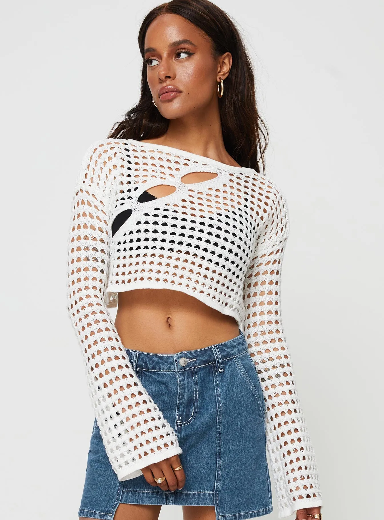 Acacia Asymmetric Cut-Out Sweater Cream