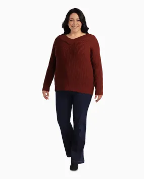 Albany Off The Shoulder V-Neck Sweater | Burgundy