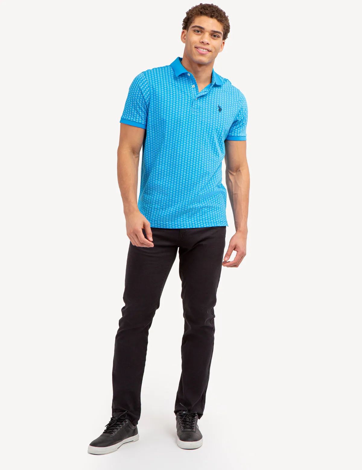 ALLOVER PRINTED JERSEY POLO SHIRT