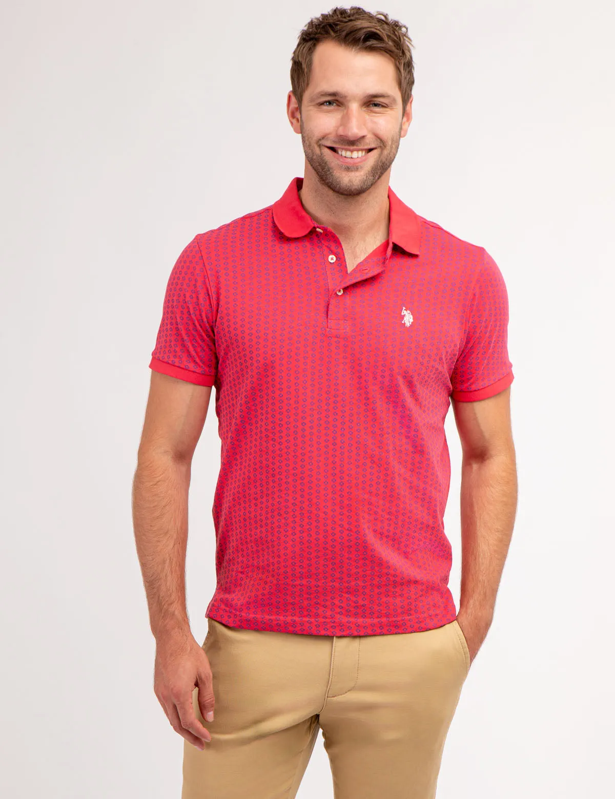 ALLOVER PRINTED JERSEY POLO SHIRT