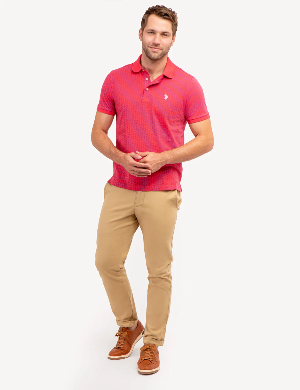 ALLOVER PRINTED JERSEY POLO SHIRT