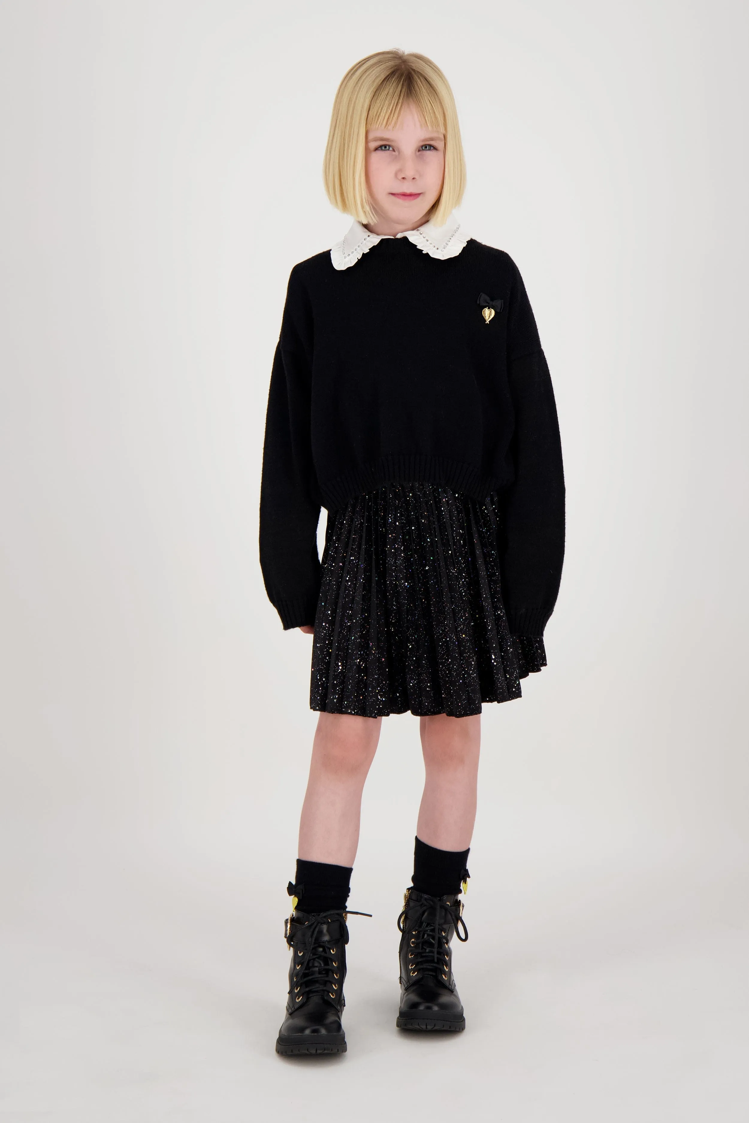 Angels Face Girls Roberta Cropped Zebra Jumper With Wings in Black