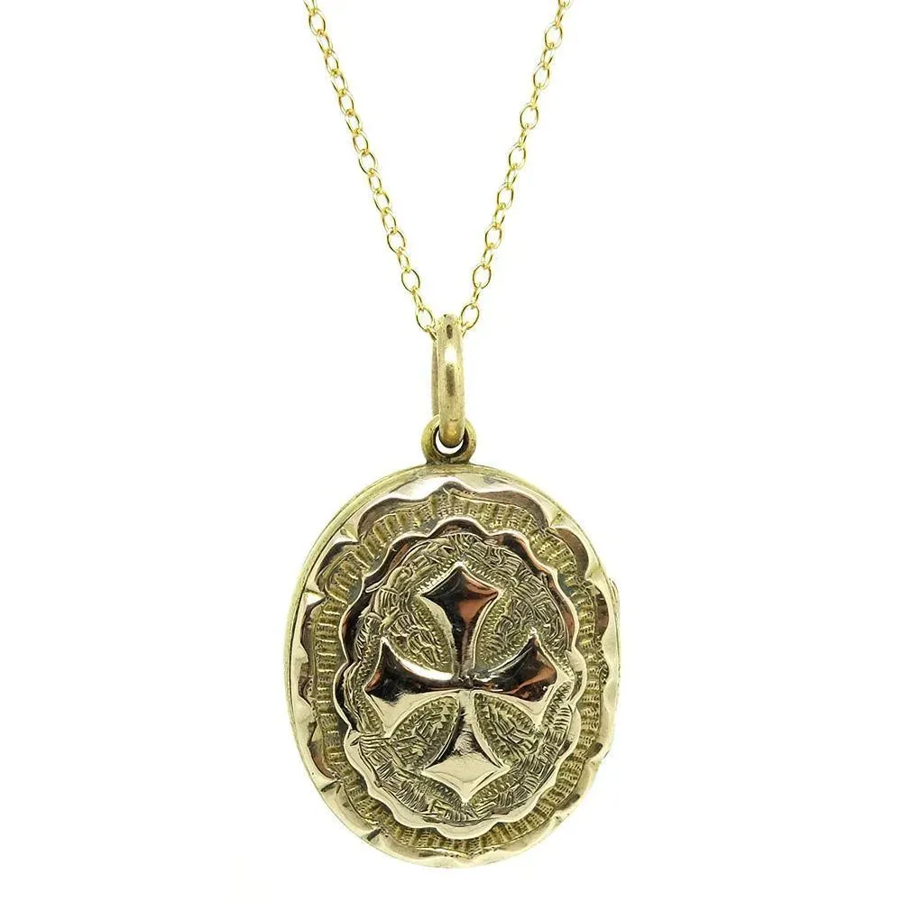 Antique Victorian 9ct Gold & Brass Locket Necklace