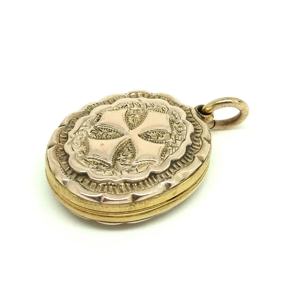 Antique Victorian 9ct Gold & Brass Locket Necklace