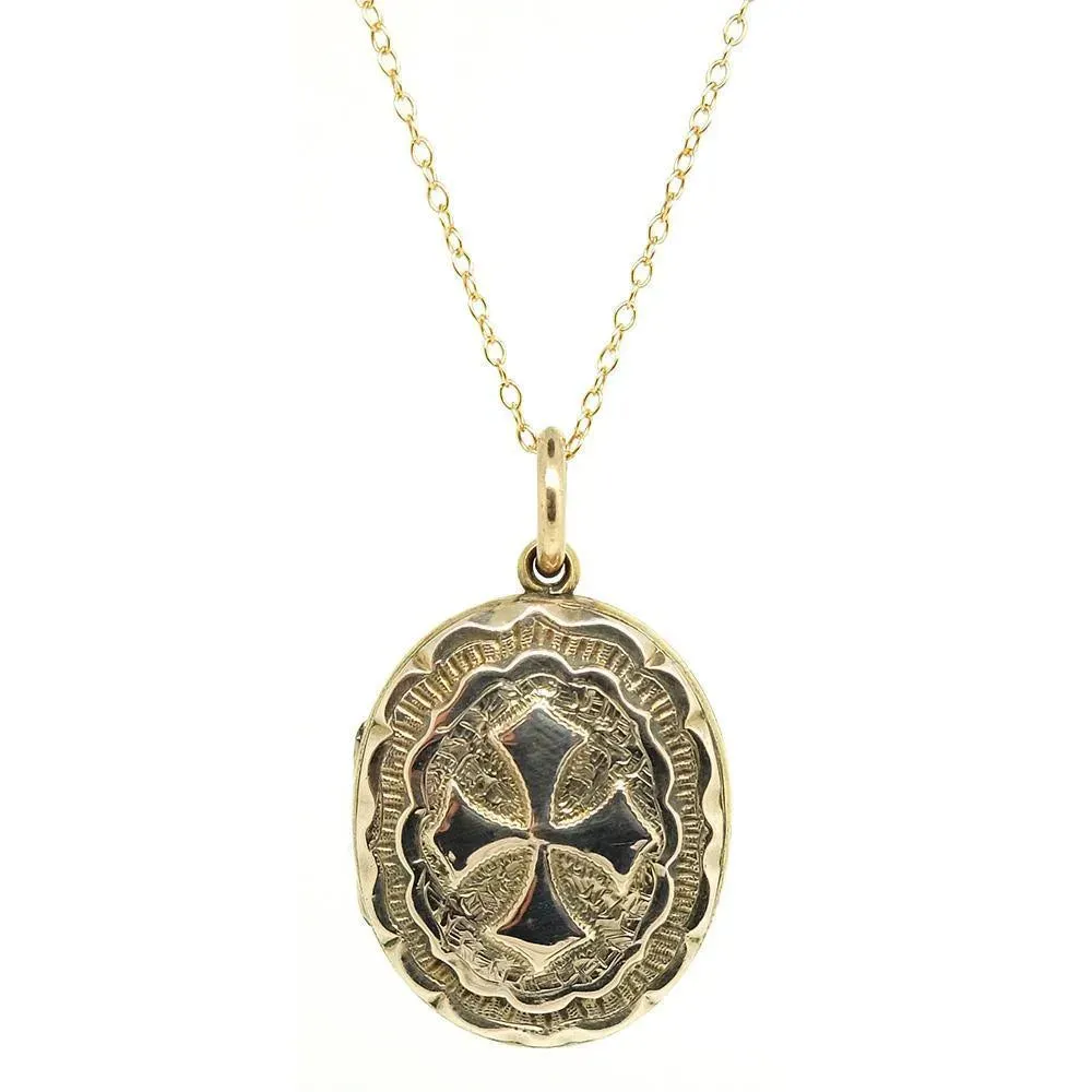 Antique Victorian 9ct Gold & Brass Locket Necklace