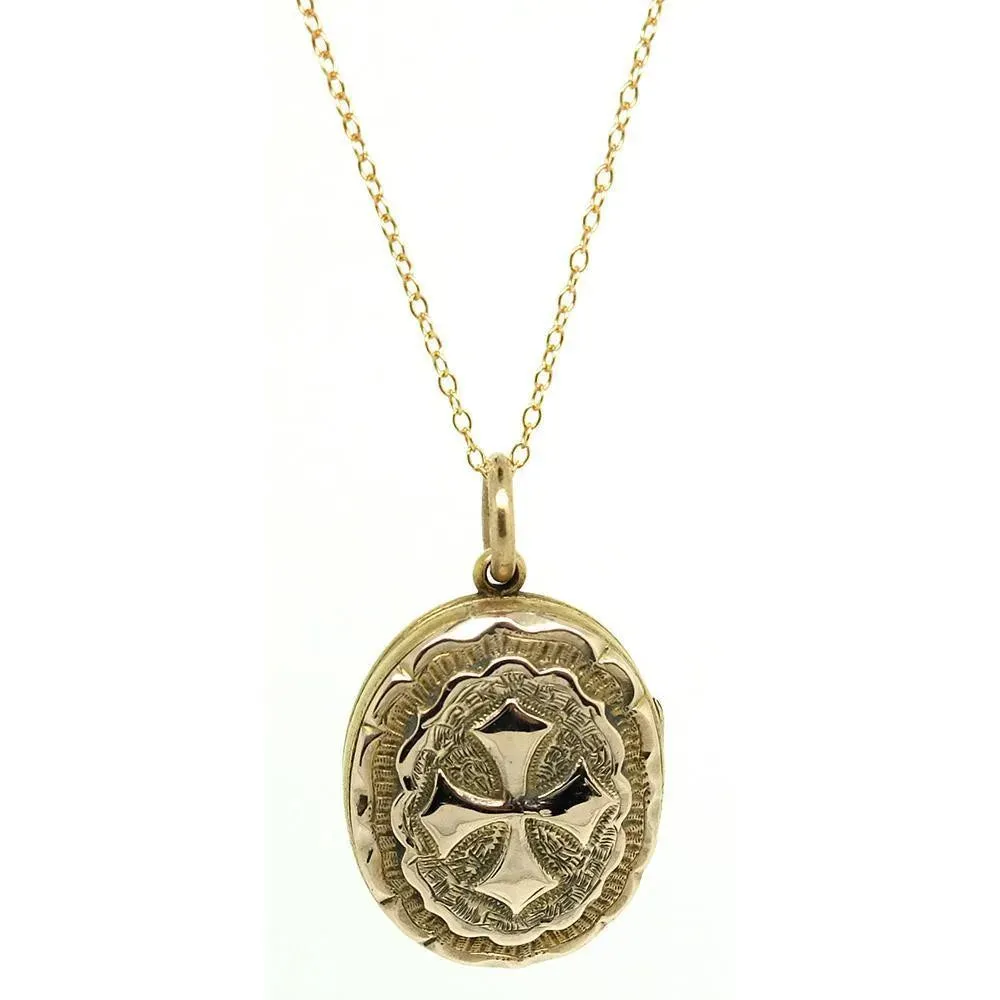 Antique Victorian 9ct Gold & Brass Locket Necklace