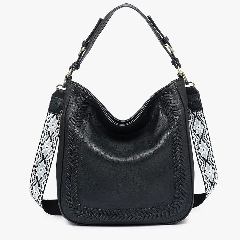 Aris Small Whipstitch Hobo w/ Guitar Strap