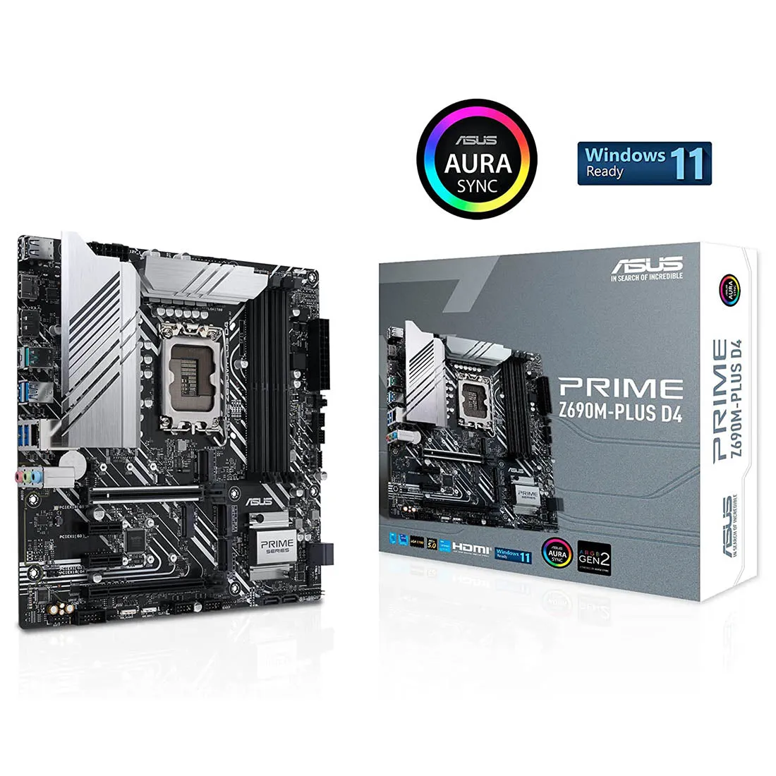 ASUS Z690 PRIME Z690M-PLUS D4 Micro-ATX Intel Z690 LGA 1700 Motherboard with PCIe 5.0 Thunderbolt 4 and Three M.2 Slots