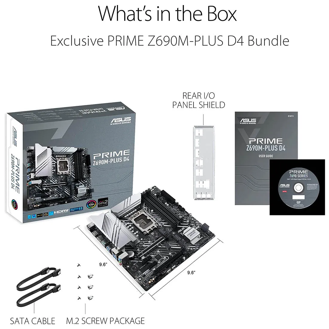 ASUS Z690 PRIME Z690M-PLUS D4 Micro-ATX Intel Z690 LGA 1700 Motherboard with PCIe 5.0 Thunderbolt 4 and Three M.2 Slots