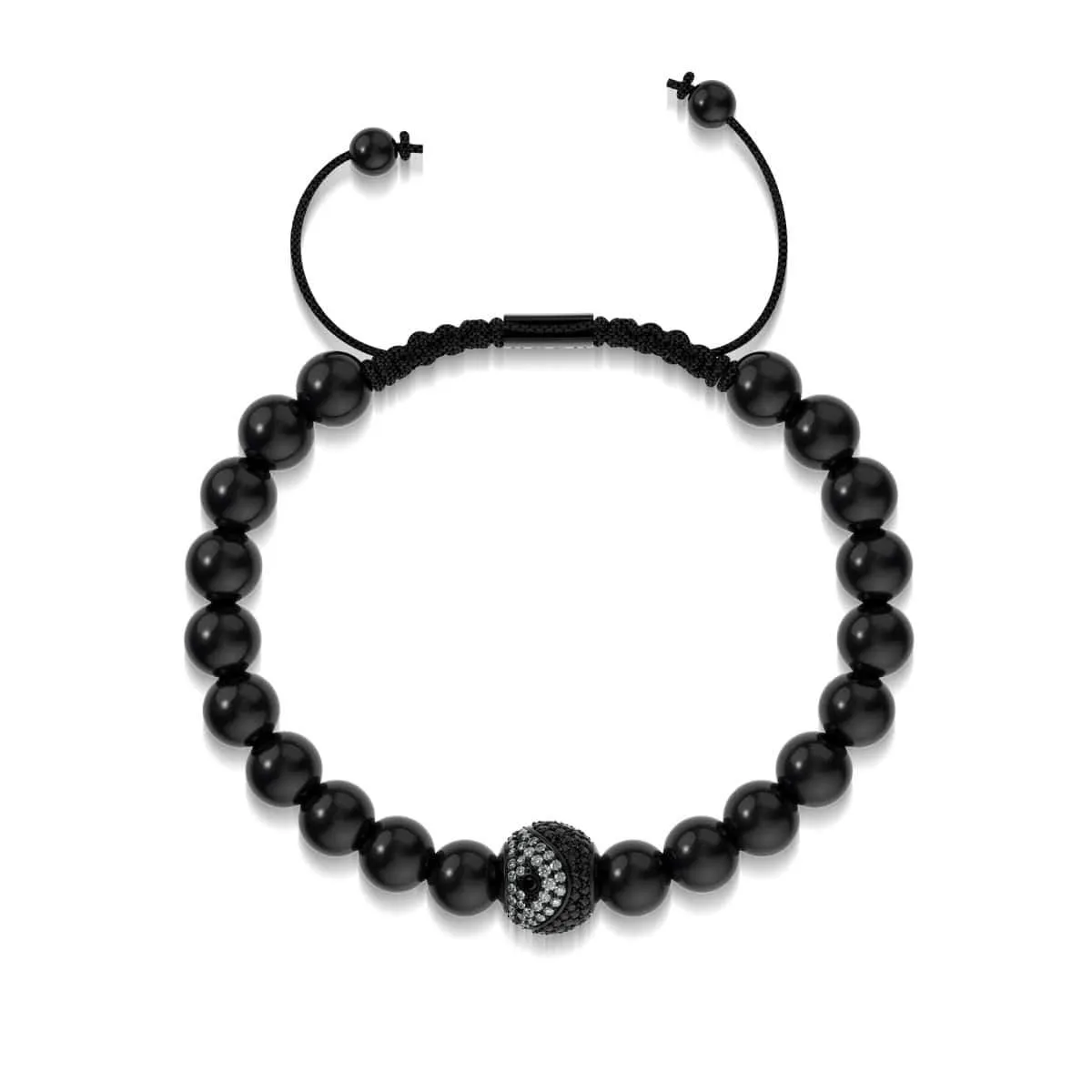 Balance | Gunmetal | Black | Crystal Yin Yang | Macrame Charmballa Bracelet