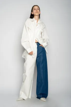 BLUE AND WHITE BOYFRIEND TROUSERS