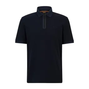 BOSS Pezip Logo Navy Polo Shirt