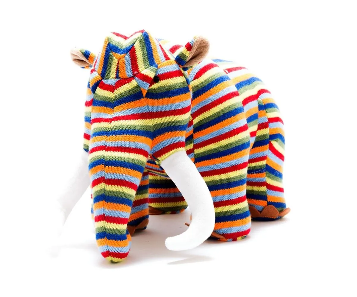 BY4160NB Rainbow Stripe Mammoth Knitted Large Toy By Best Years