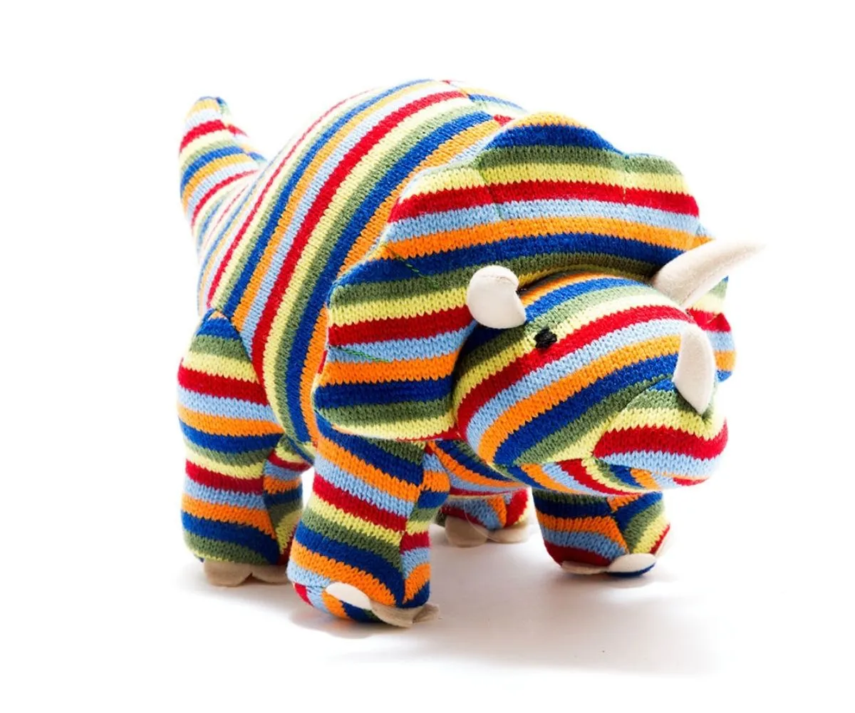 BY4182 Rainbow Triceratops Knitted Large Toy By Best Years