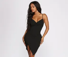 Captivate Me Asymmetric Charming Crepe Mini Dress