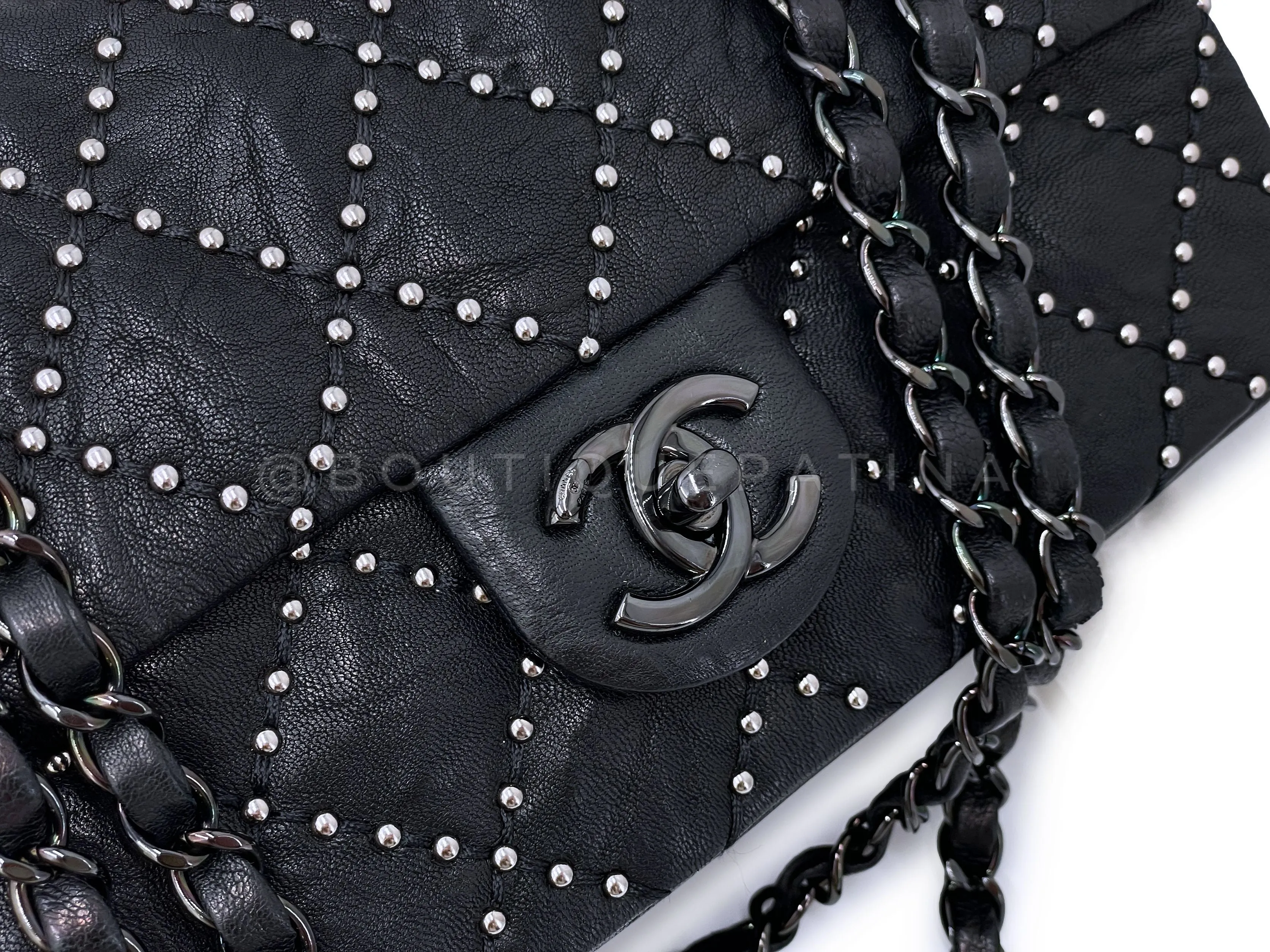 Chanel 2014 Paris Dallas Métiers d'Art Black Studded Medium Flap Bag