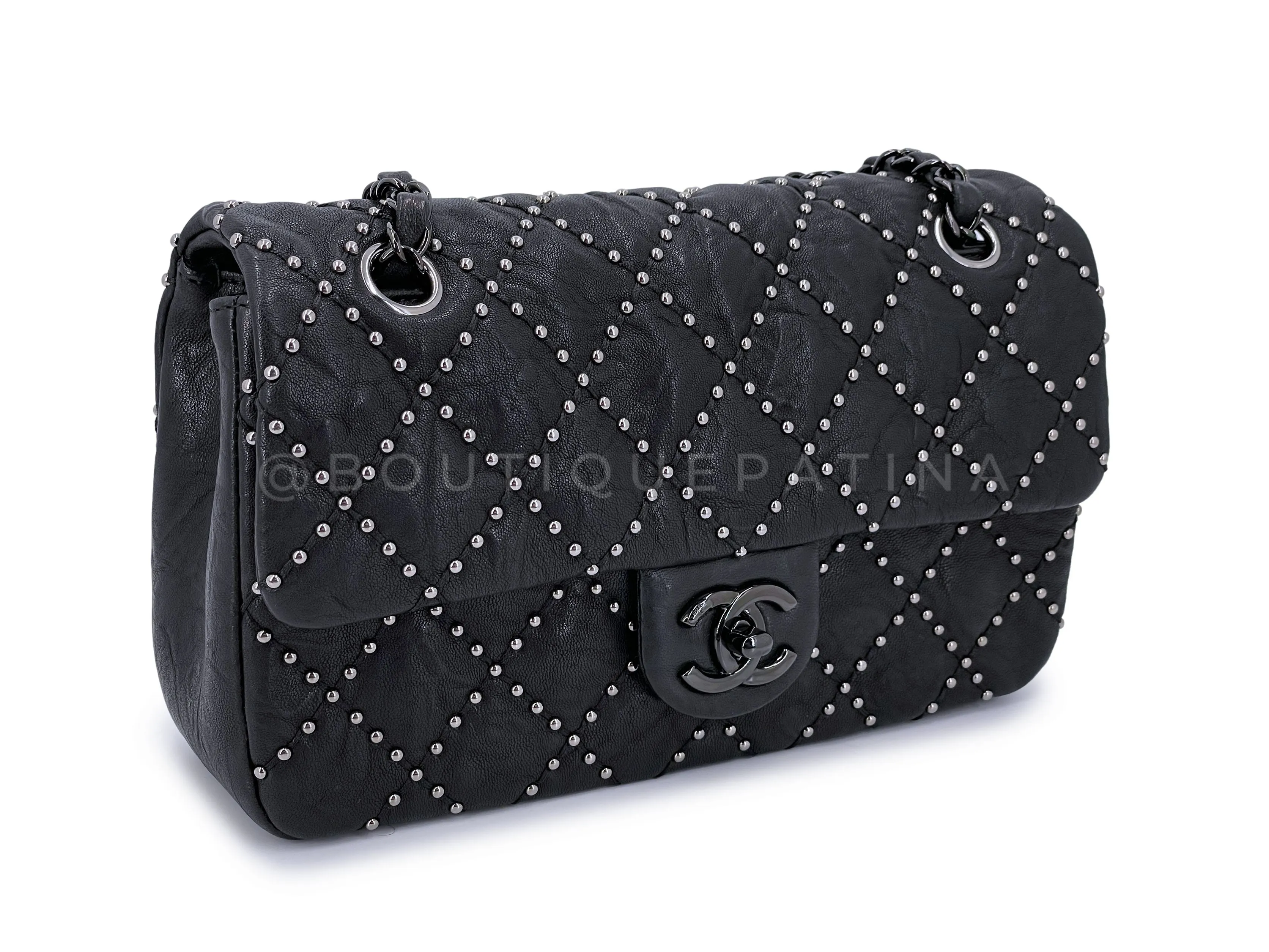 Chanel 2014 Paris Dallas Métiers d'Art Black Studded Medium Flap Bag