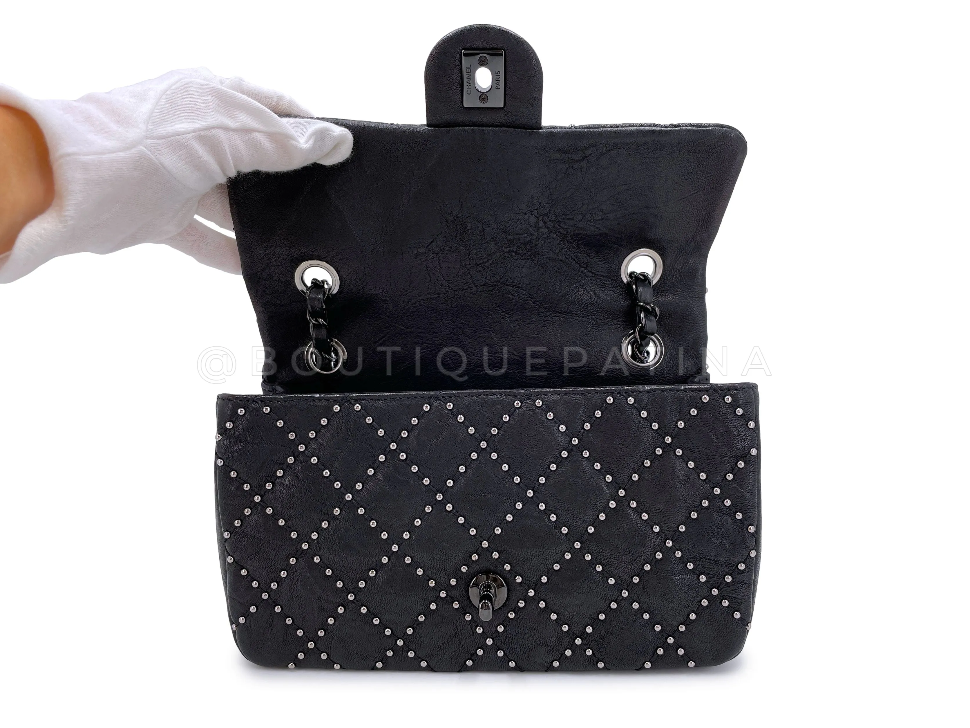 Chanel 2014 Paris Dallas Métiers d'Art Black Studded Medium Flap Bag