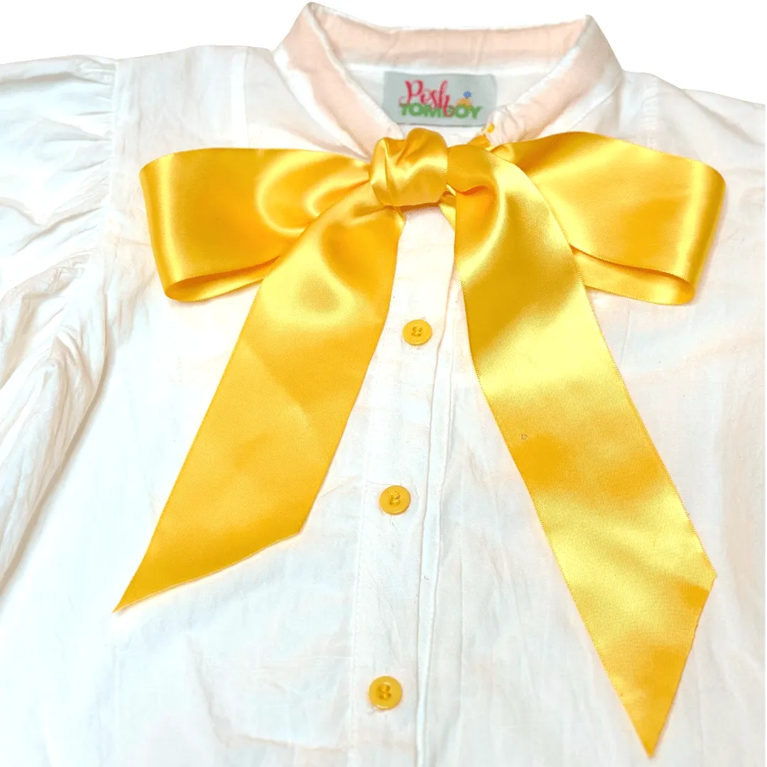 Columbus Avenue Golden Painter's Blouse with Bow