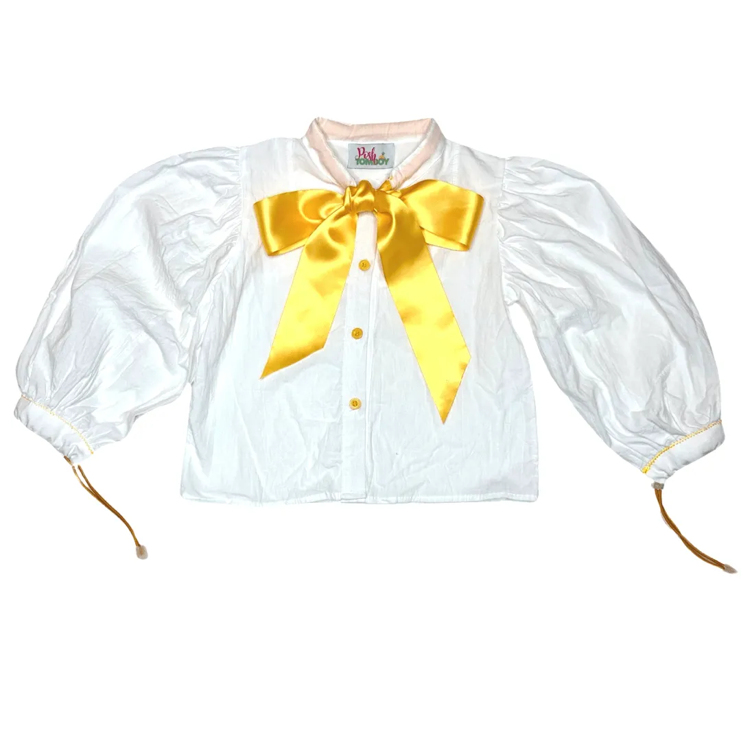 Columbus Avenue Golden Painter's Blouse with Bow