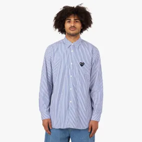 COMME des GARÇONS PLAY Striped Long Sleeve Shirt / Blue