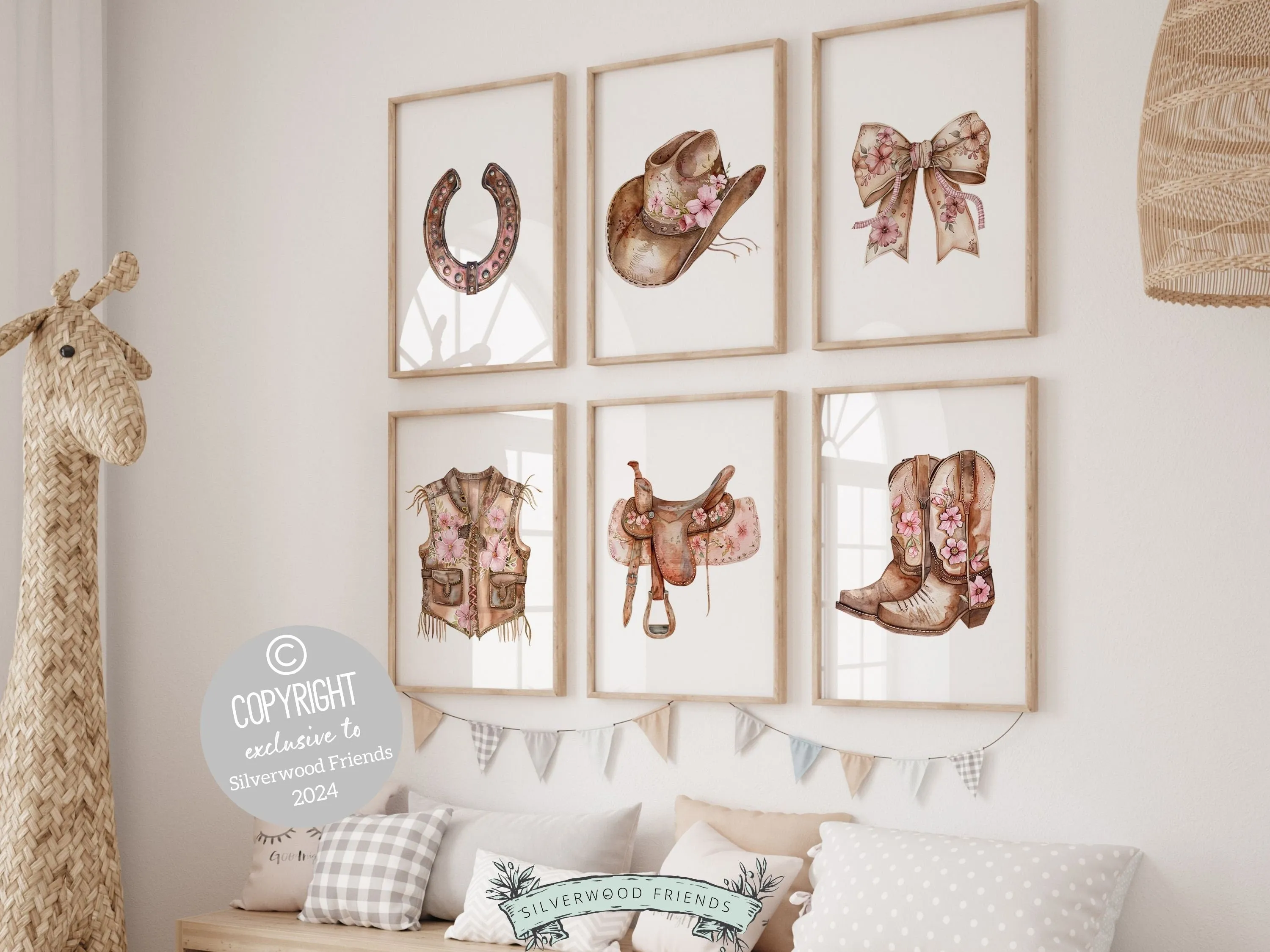 Cowgirl Nursery Prints - Set of 6