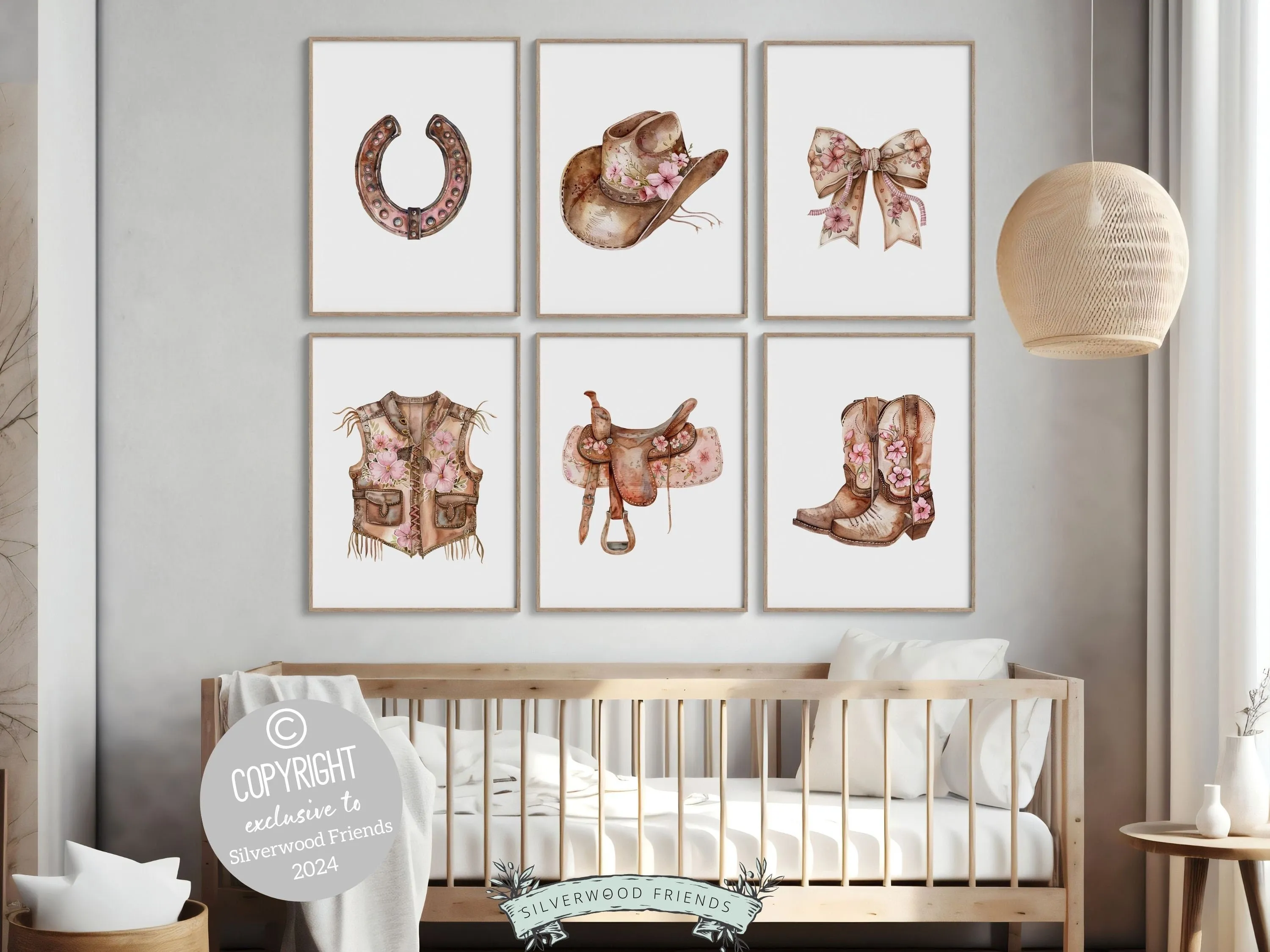 Cowgirl Nursery Prints - Set of 6