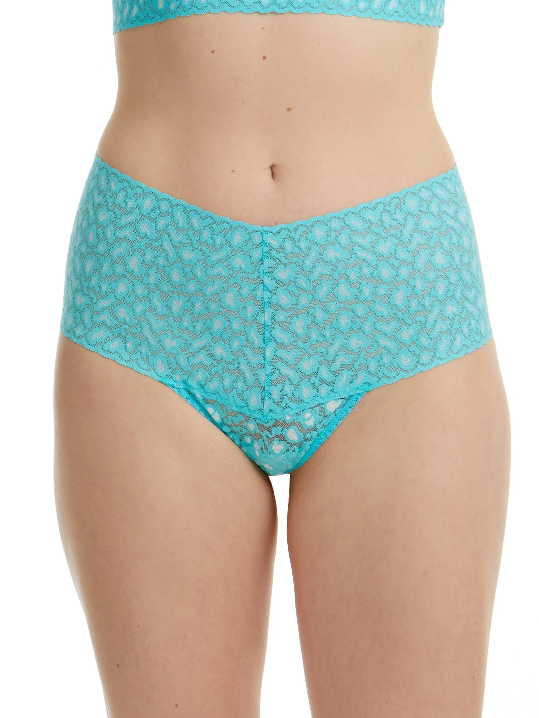 Cross-Dyed Leopard Retro Thong Radiant Turquoise/ White