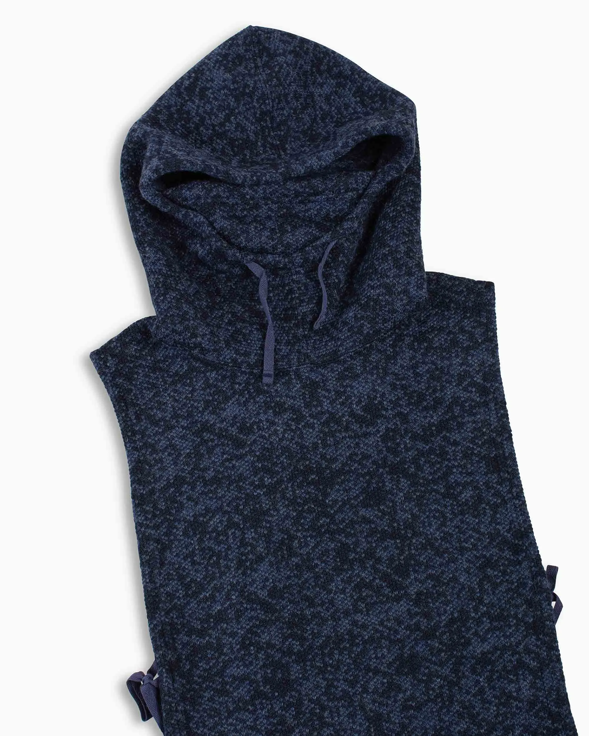 Engineered Garments Hooded Interliner Heather Navy Sweater Knit