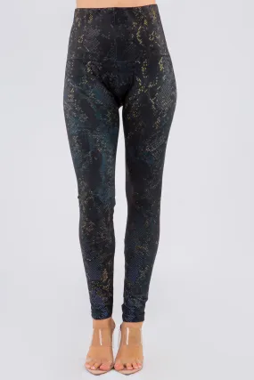 Euphoric Snakeskin Print Leggings in Peacock