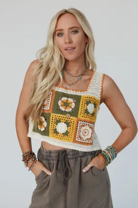 Fair And Square Crochet Top - Mustard