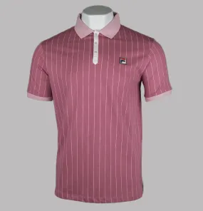 Fila Vintage BB1 Classic Striped Polo Shirt Heather Rose/Pink Nectar/Gardenia