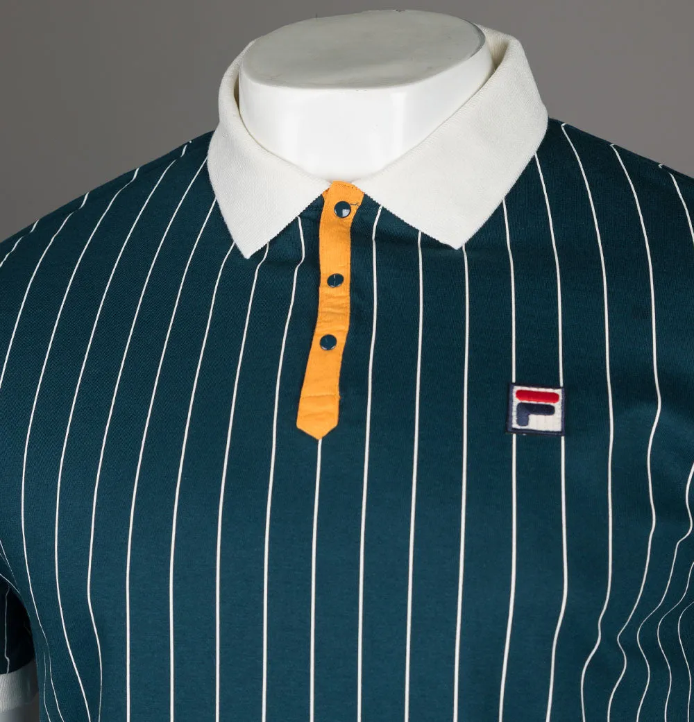 Fila Vintage BB1 Classic Striped Polo Shirt Reflecting Pond/Gardenia/Yam