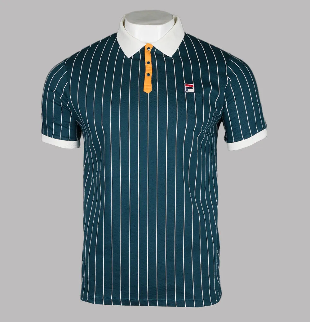 Fila Vintage BB1 Classic Striped Polo Shirt Reflecting Pond/Gardenia/Yam