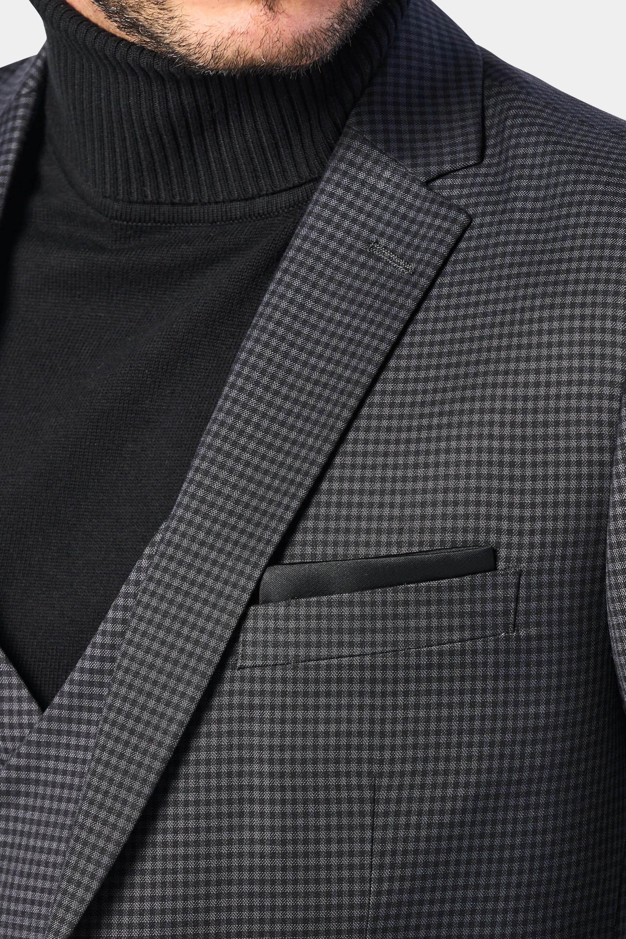 Gray and Black Mini Check 3 Piece Suit