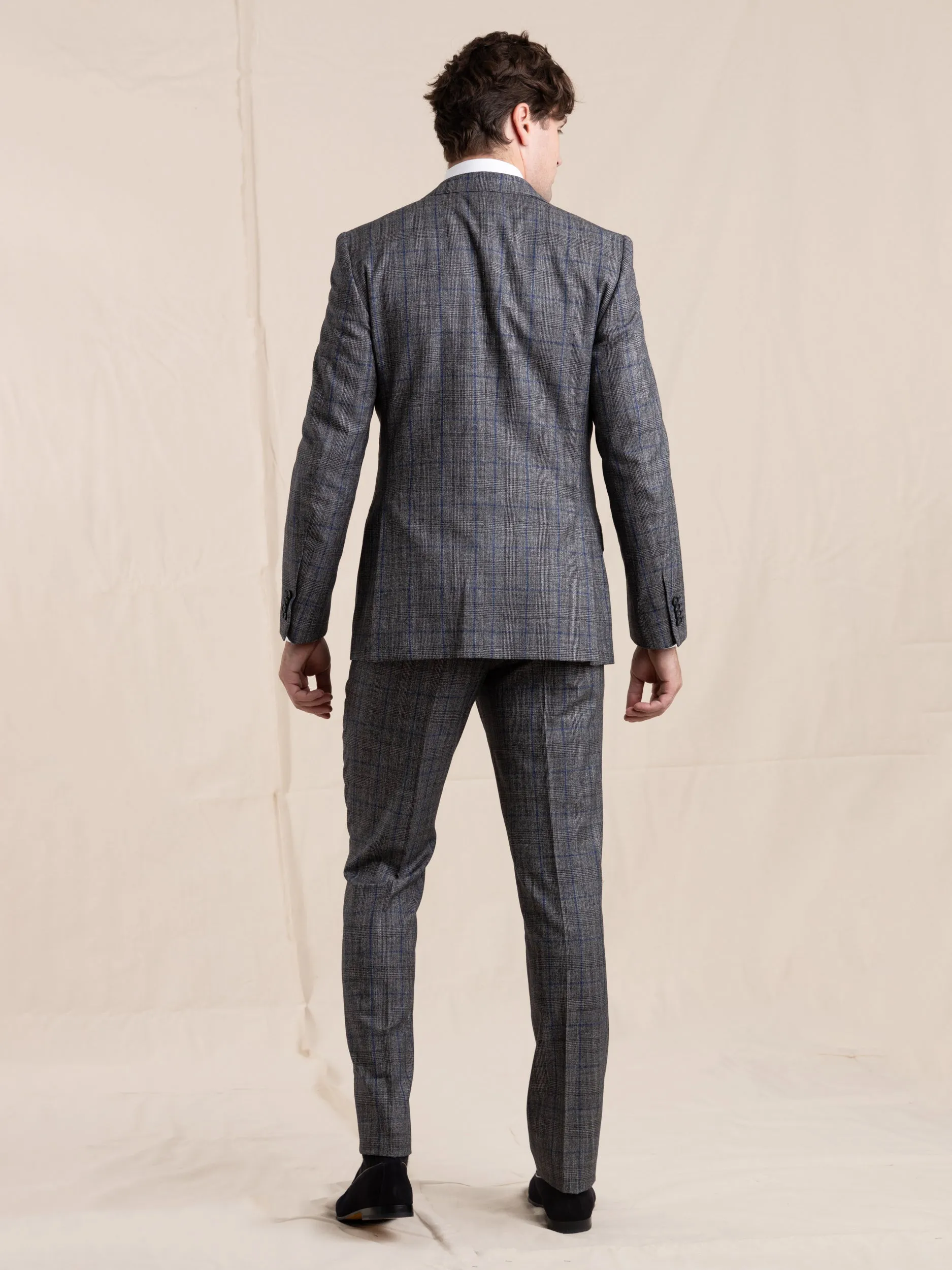 Grey Check Wool-Cotton Suit