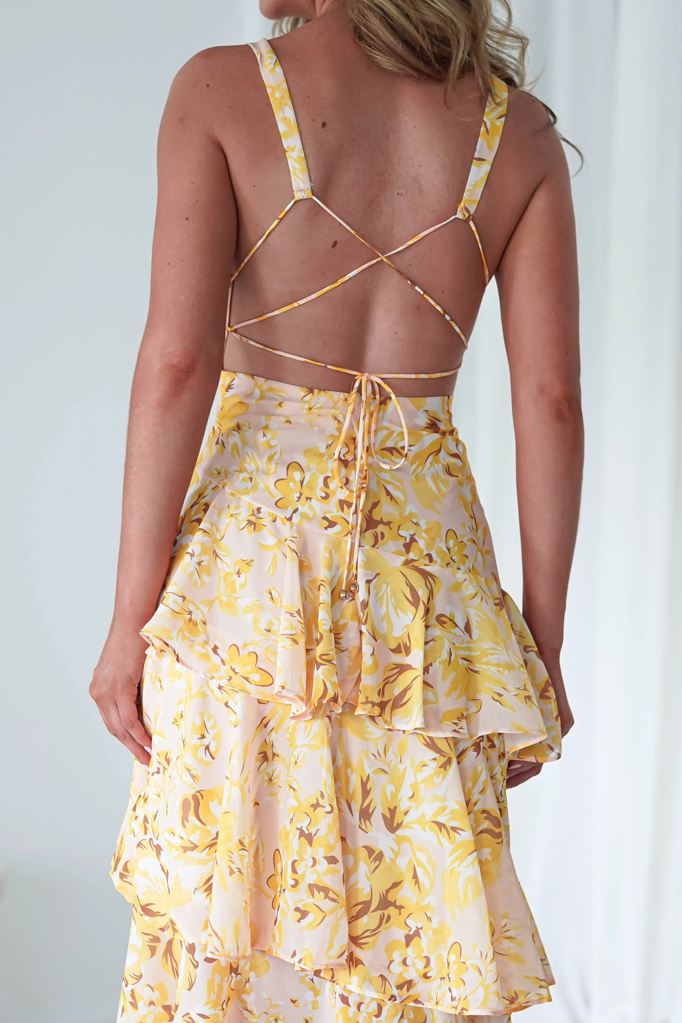 Karlie Floral Print Maxi Dress | Yellow