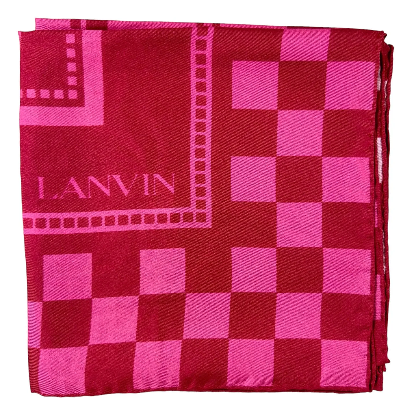 Lanvin Scarf Pink Check Design - Twill Silk Scarf