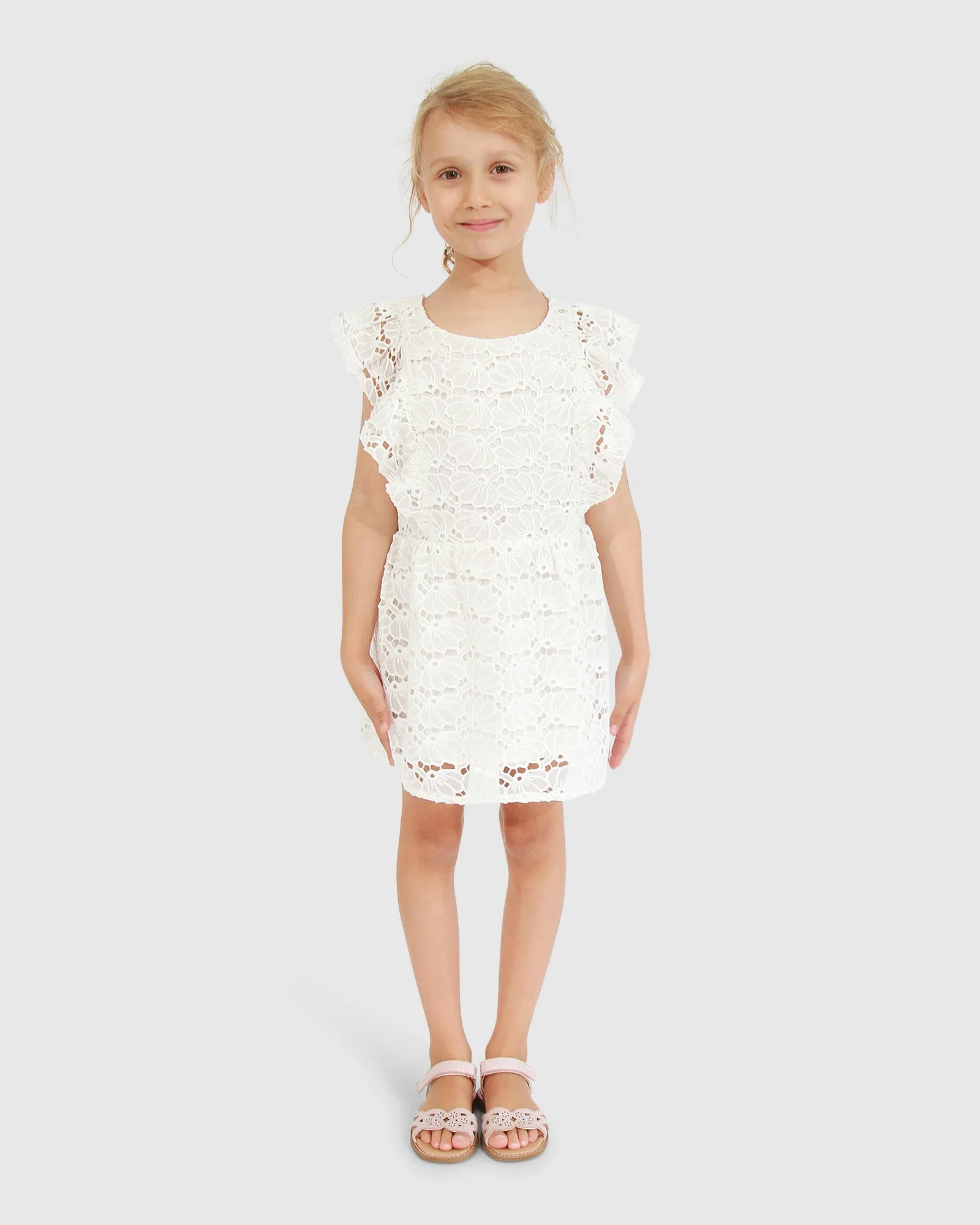 Love Story Crossover Back Lace Dress - White