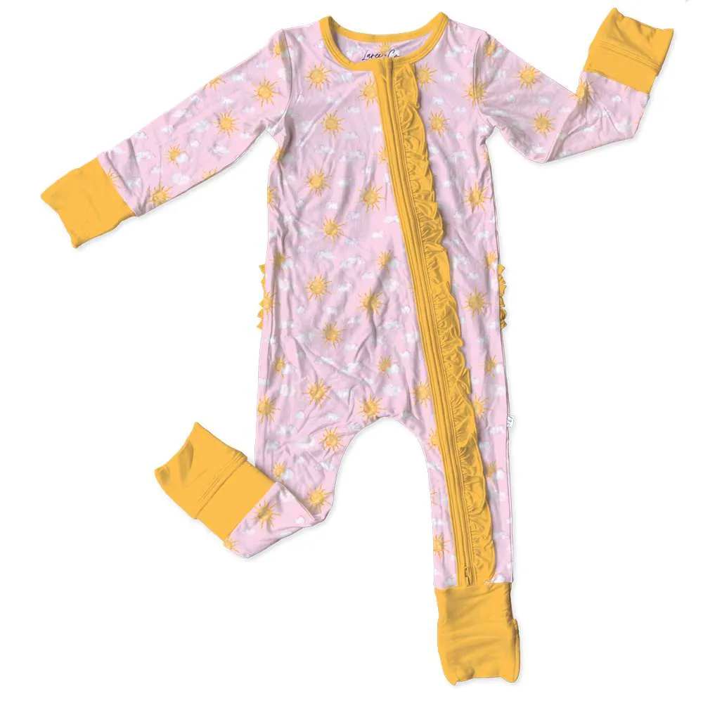 Mason Pink Bamboo Ruffle Convertible Footie