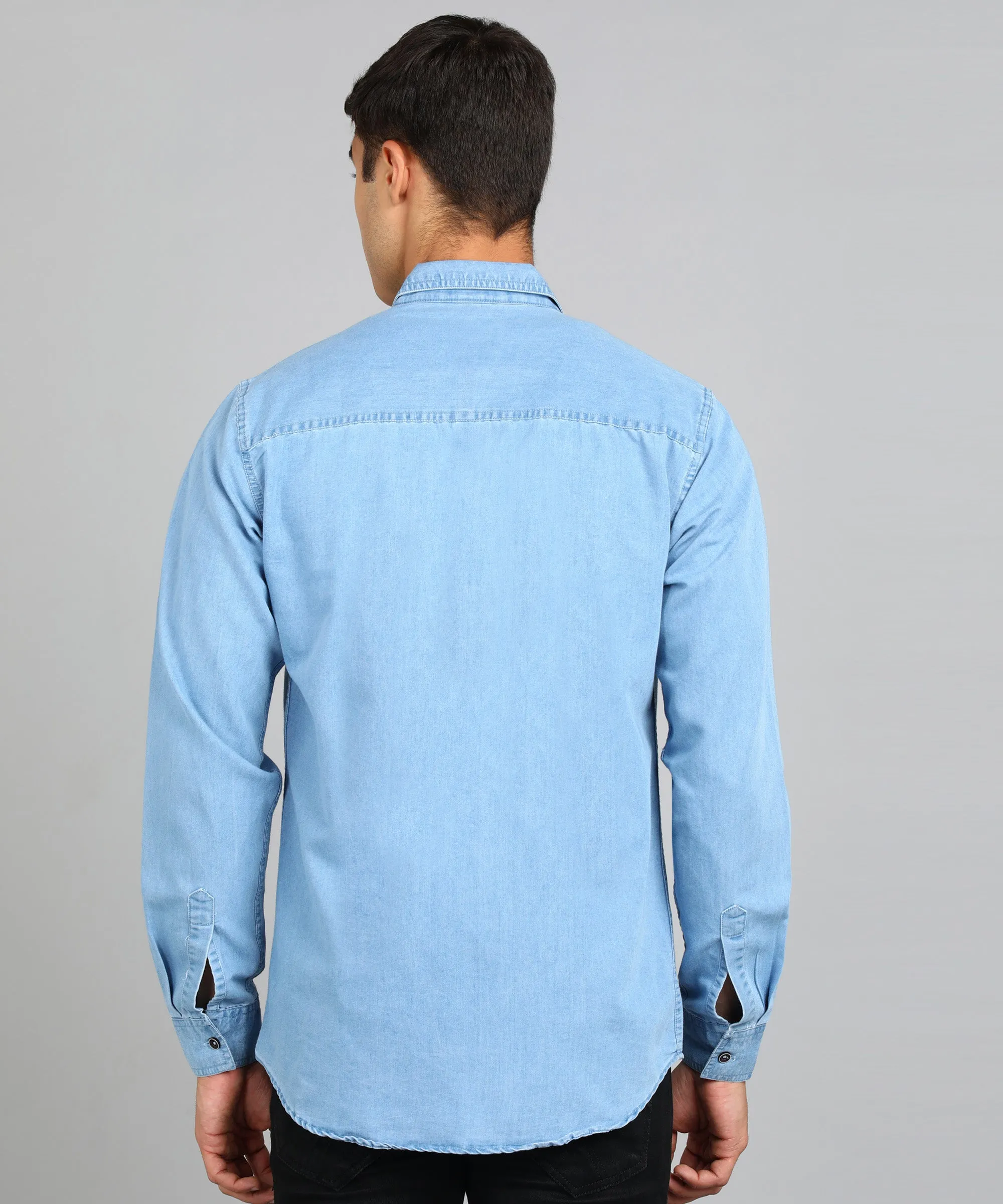 Men's Light Blue Full Sleeve Slim Fit Casual Denim Shirt