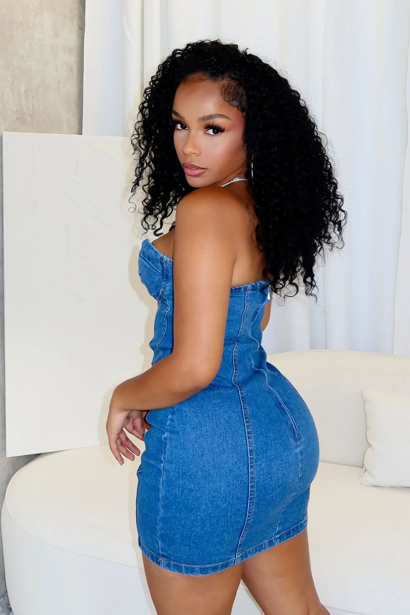 Our Spot Underwire Denim Strapless Dress