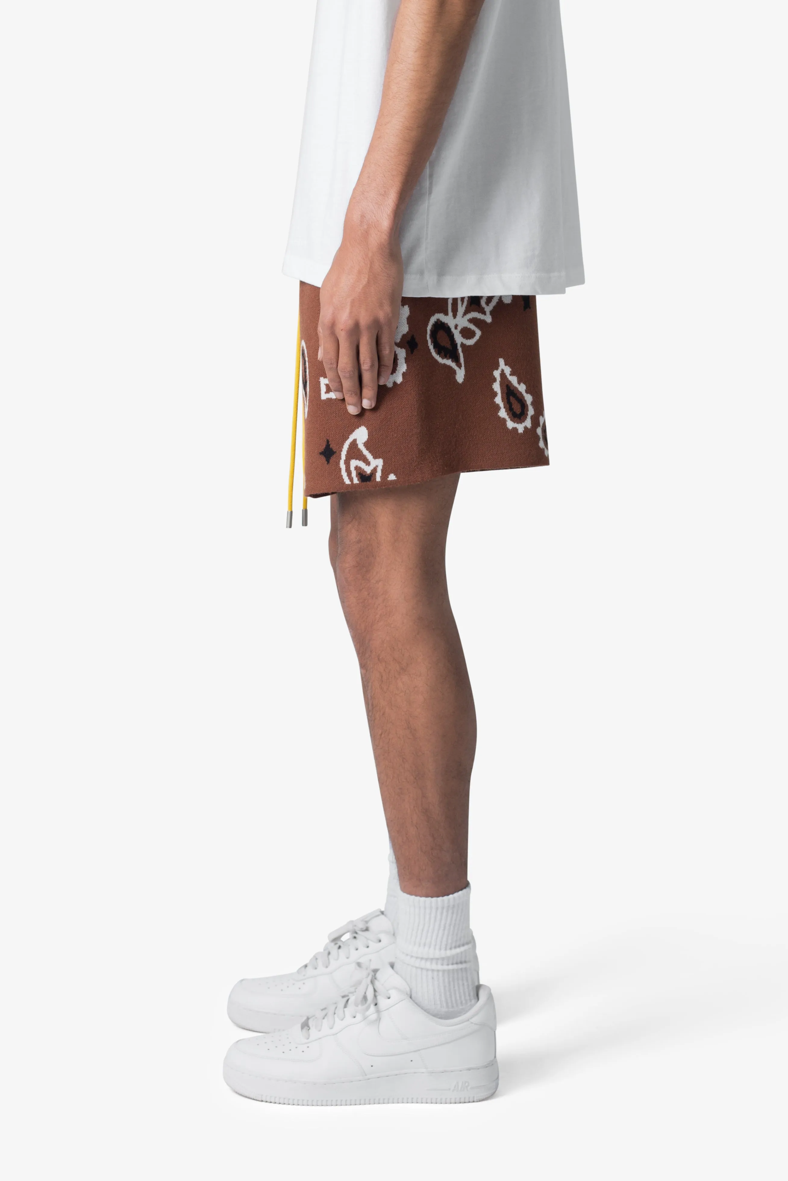 Paisley Knit Shorts - Brown