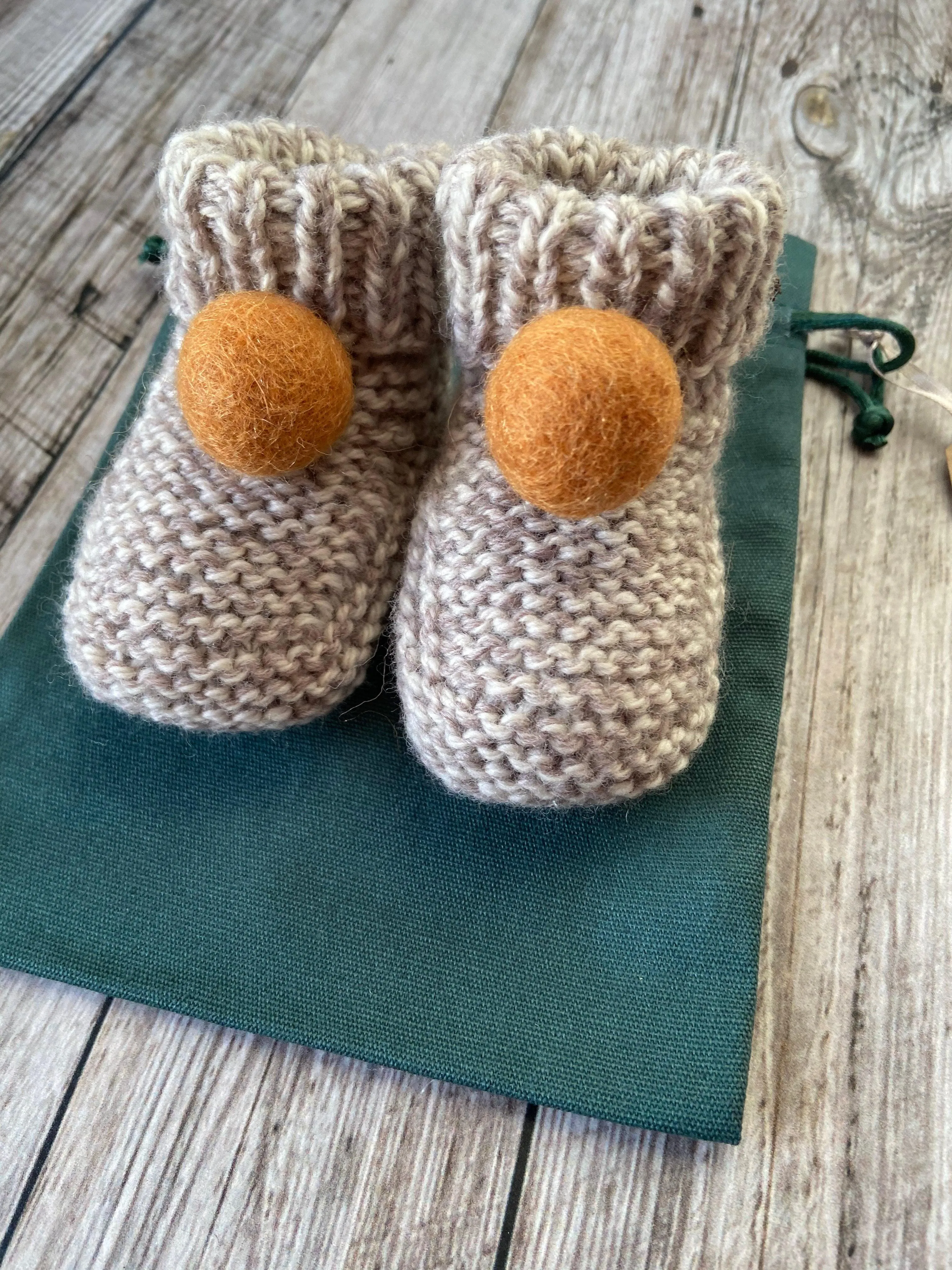 Red Pom Pom Baby Booties