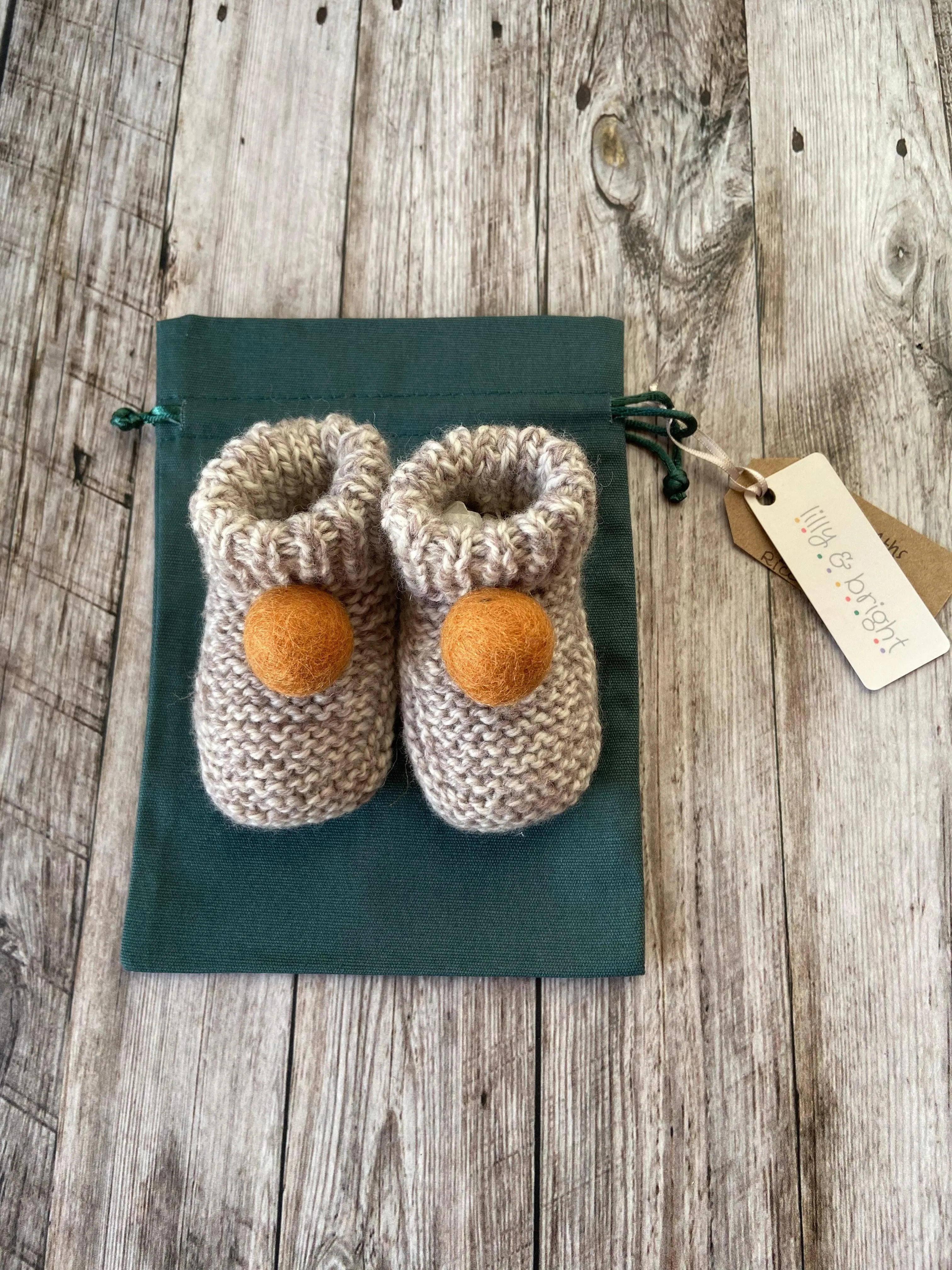 Red Pom Pom Baby Booties